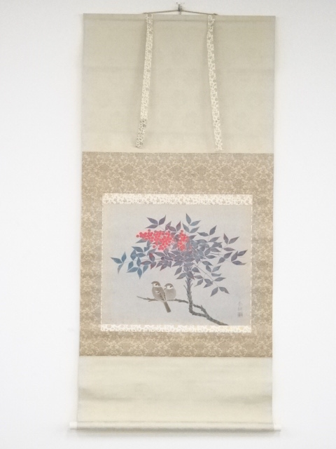 JAPANESE HANGING SCROLL / HAND PAINTED / HEAVENLY BAMBOO